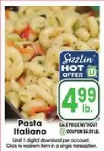 Jewel-Osco Sizzlin' hot offer pasta italiano offer