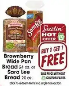 Jewel-Osco Brownberry Wide Pan Bread or Sara Lee Bread offer