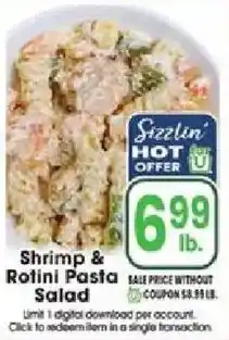 Jewel-Osco Sizzlin' shrimp & rotini pasta salad offer