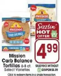 Jewel-Osco Mission Carb Balance Tortillas offer