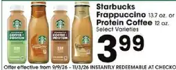Jewel-Osco Starbucks Frappuccino Coffee Protein offer