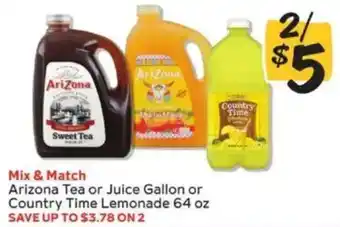 Arizona Tea or Juice or Country Time Lemonade