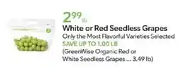 Publix GreenWise Organic Red or White Seedless Grapes offer