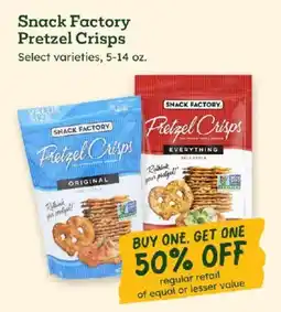 Sprouts Farmers Market Snack Factory Pretzel Crisps offer