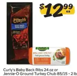 Winn Dixie Curly's Baby Back Ribs or Jennie-O Ground Turkey Chub offer