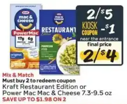 Winn Dixie Kraft Restaurant Edition or Power Mac Mac & Cheese offer