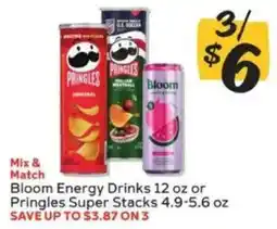 Winn Dixie Bloom Energy Drinks or Pringles Super Stacks offer