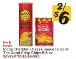 Winn Dixie Ricos Cheddar Cheese Sauce or The Good Crisp Chips offer