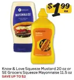 Winn Dixie Know & Love Squeeze Mustard or SE Grocers Squeeze Mayonnaise offer