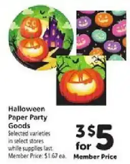 Safeway Halloween Paper Party Goods offer