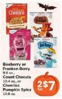 Jewel-Osco Boeberry or Franken Berry, Count Chocula, or Cheerios Pumpkin Spice offer