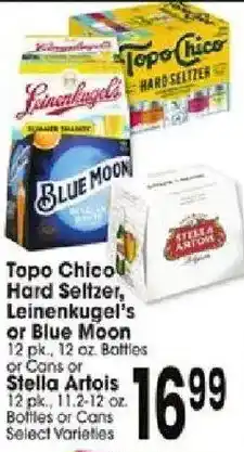 Jewel-Osco Topo Chico Hard Seltzer, Leinenkugel's or Blue Moon or Stella Artois offer