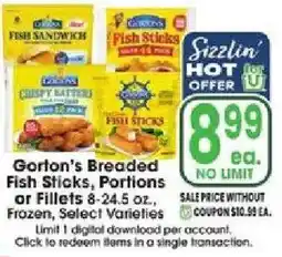 Jewel-Osco Gorton's Breaded Fish Sandwich, Fillets or Portions offer