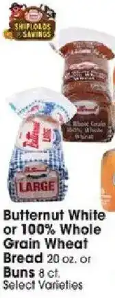Jewel-Osco Butternut White or 100% Whole Grain Wheat Bread offer