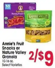 Jewel-Osco Annie's Fruit Snacks or Nature Valley Granola offer