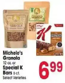 Jewel-Osco Michele's Granola or Special K Bars offer