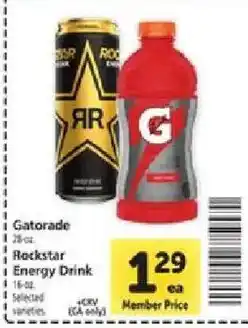 Safeway Gatorade Rockstar Energy Drink offer
