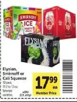 Safeway Elysian, Smirnoff or Cali Squeeze offer