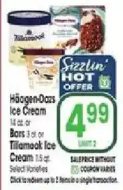 Jewel-Osco Häagen-Dazs Ice Cream or Tillamook Ice Cream offer