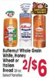 Jewel-Osco Buttermut Whole Grain White, Honey Wheat or Italian Bread offer