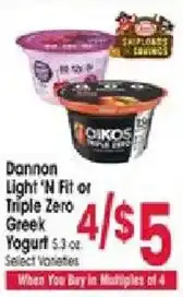 Jewel-Osco Dannon Light 'N Fit or Triple Zero Greek Yogurt offer