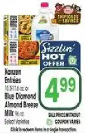 Jewel-Osco Konzern Entrees or Blue Diamond Almond Breeze Milk offer