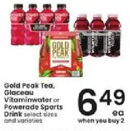 Albertsons Gold Peak Tea, Glaceau Vitaminwater or Powerade Sports Drink select sizes and varieties offer