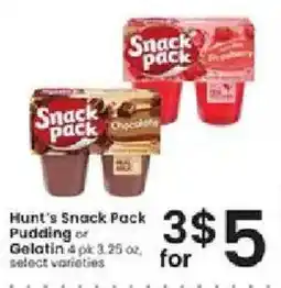 Albertsons Hunt's Snack Pack Pudding or Gelatin offer