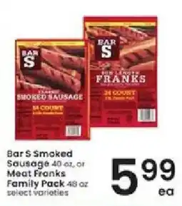 Albertsons Bar S Smoked Sausage or Meat Franks offer