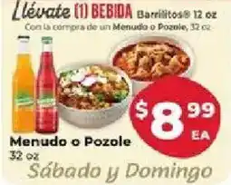 Supermercado El Rancho Barrilitos Menudo or Pozole offer
