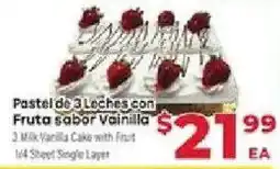Supermercado El Rancho 3 milk vanilla cake with fruit offer