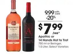 Smith's Apothic or 14 Hands Hot to Trot or Beringer offer