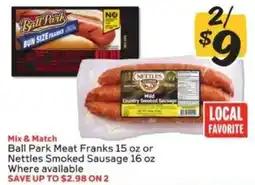 Winn Dixie Ball Park Meat Franks or Nettles Smoked Sausage offer