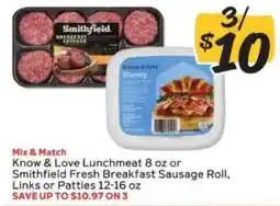 Winn Dixie Know & Love Lunchmeat or Smithfield Fresh Breakfast Sausage offer