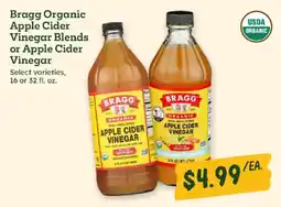 Sprouts Farmers Market Bragg organic apple cider vinegar blends or apple cider vinegar offer