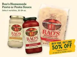 Sprouts Farmers Market Rao's Homemade Pasta or Pasta Sauce offer