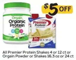 Winn Dixie Premier Protein Shakes or Orgain Powder offer
