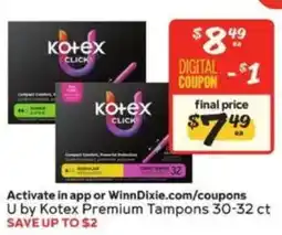 Winn Dixie U by Kotex Premium Tampons offer