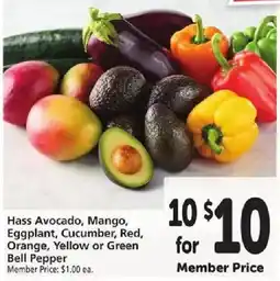 Safeway Hass Avocado, Mango, Eggplant, Cucumber, Red, Orange, Yellow or Green Bell Pepper offer
