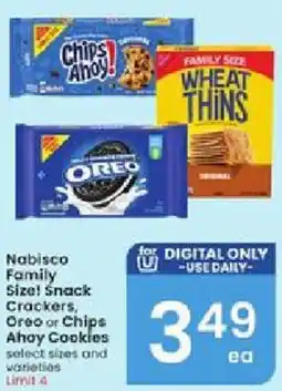 Albertsons Nabisco Family Size Snack Crackers, Oreo or Chips Ahoy Cookies offer