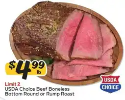 Winn Dixie Usda choice beef boneless bottom round or rump roast offer