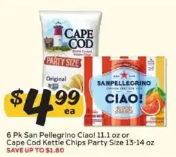 Winn Dixie San Pellegrino Ciao! or Cape Cod Kettle Chips Party Size offer