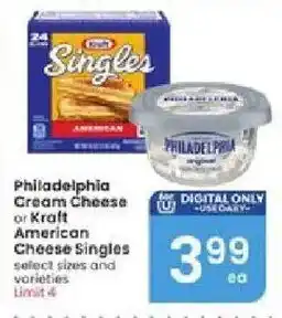 Philadelphia cream cheese or kraft american cheese singles