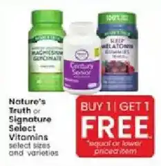 Albertsons Nature's Truth or Signature Select Vitamins offer