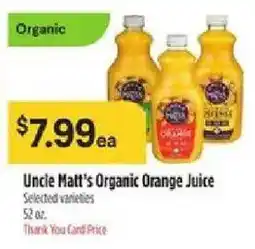 Bashas' Uncle Matt's Organic Orange Juice offer