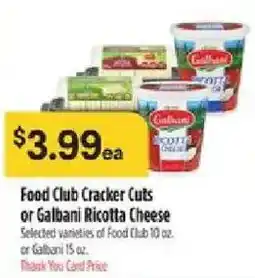 Bashas' Food Club Cracker Cuts or Galbani Ricotta Cheese offer