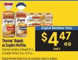 Bashas' Thomas' Bagels or English Muffins offer