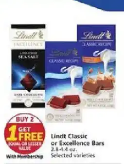 Vons Lindt Classic or Excellence Bars offer