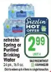 Jewel-Osco Sizzlin' hot offer refresh spring or purified drinking water offer