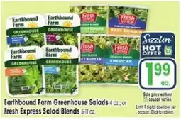 Jewel-Osco Earthbound Farm Greenhouse Salads or Fresh Express Salad Blends offer
